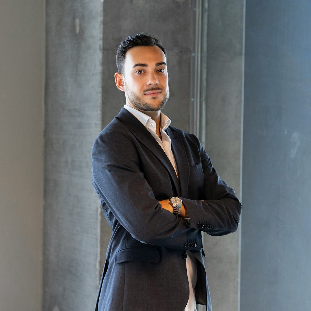Portrait of a middle-aged man editor-in-chief in a suit